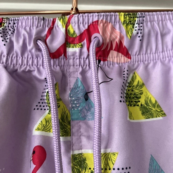 George Mens Flamingo Swim Trunks Size Medium 32-34 Pockets Drawstring Lined - Picture 3 of 12